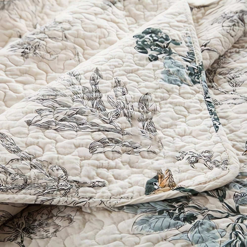 Floral Print Reversible Coverlet Set