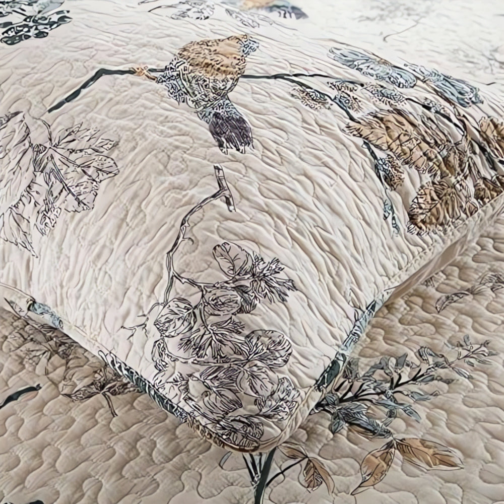Floral Print Reversible Coverlet Set