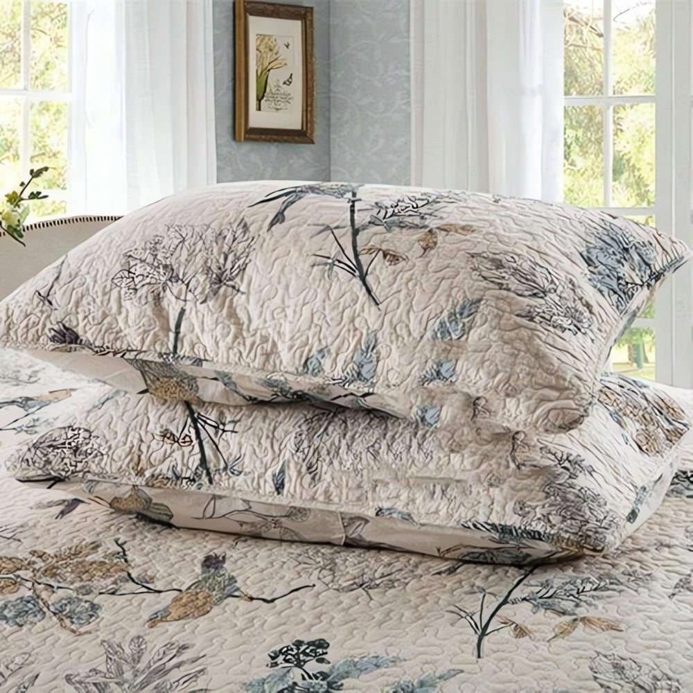 Floral Print Reversible Coverlet Set